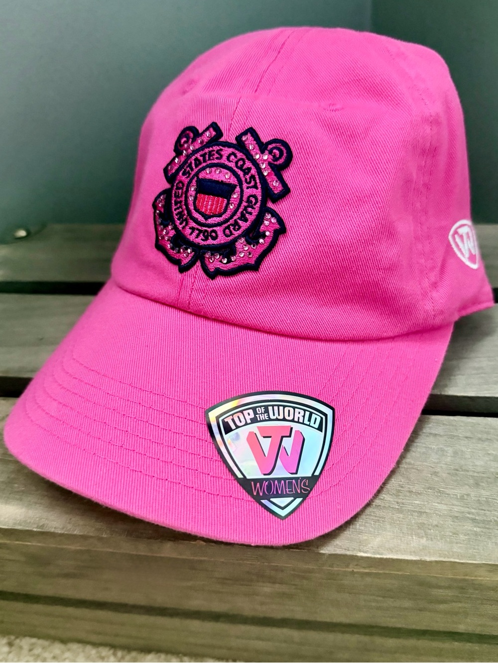 Top of the World US Coast Guard Pink Sparkle Embroidered Adjustable Hat